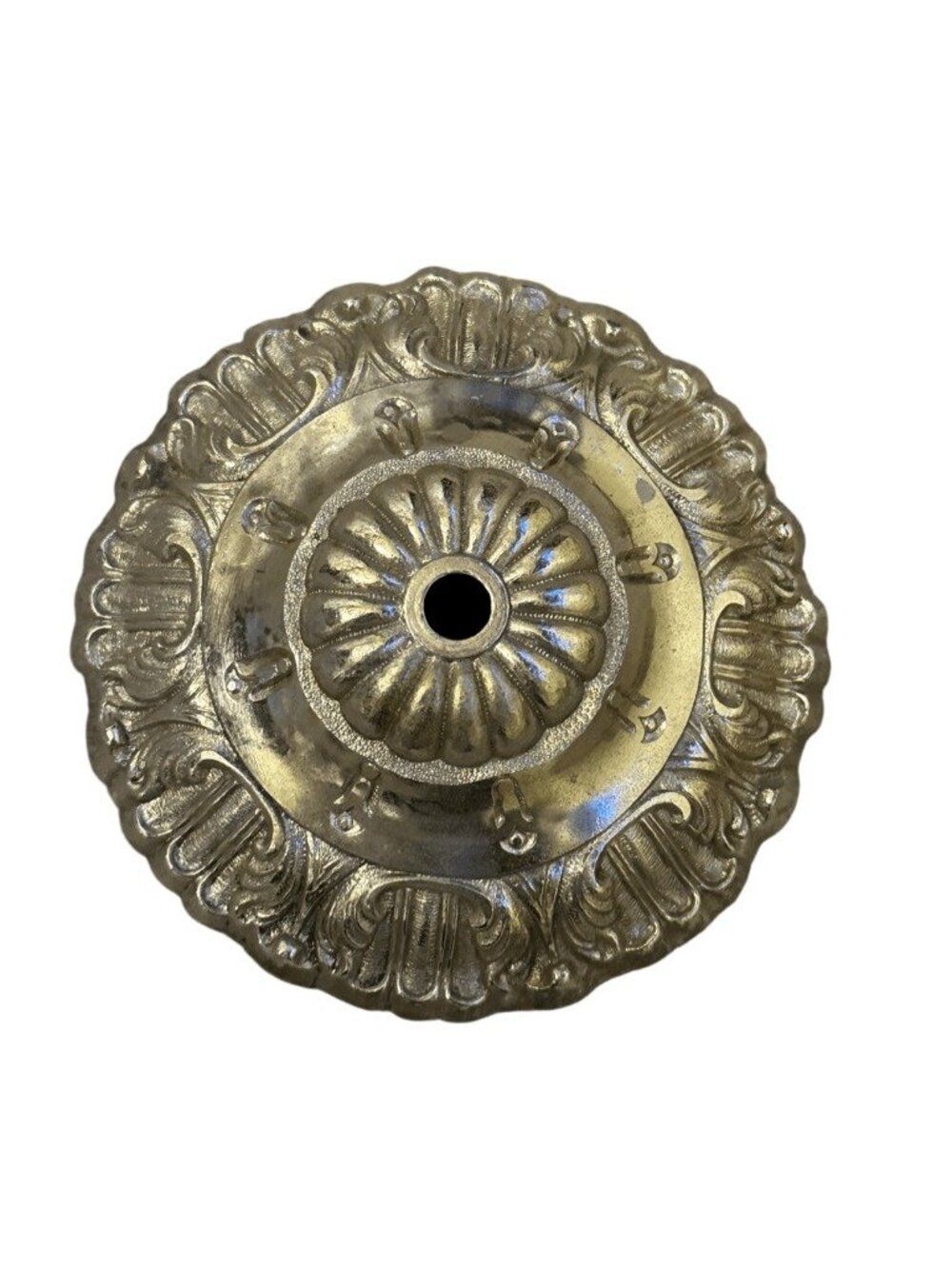 Antique Baroque Style Ornate Metal Silver Plating Ceiling Light Canopy